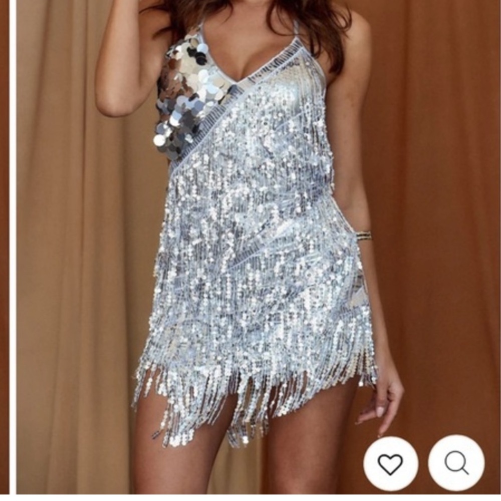 Silver sequin dress ..Tie up